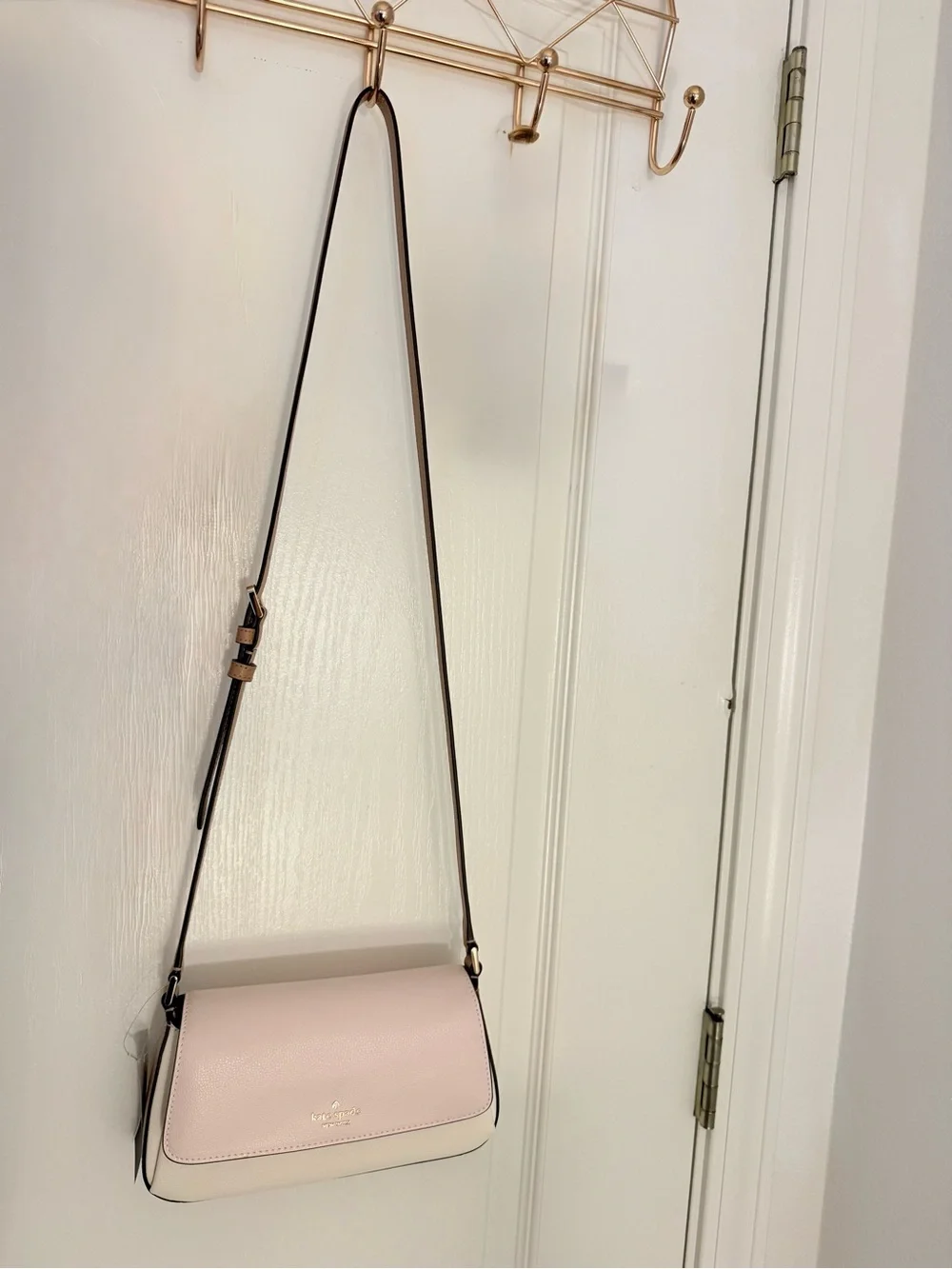 Kate Spade Pink & Cream Leather Crossbody with Adjustable Strap